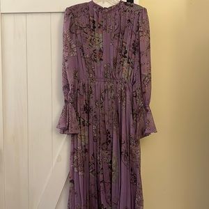 Hemant & Nandita Pleated A-line Maxi Dress, orchid color, size XL